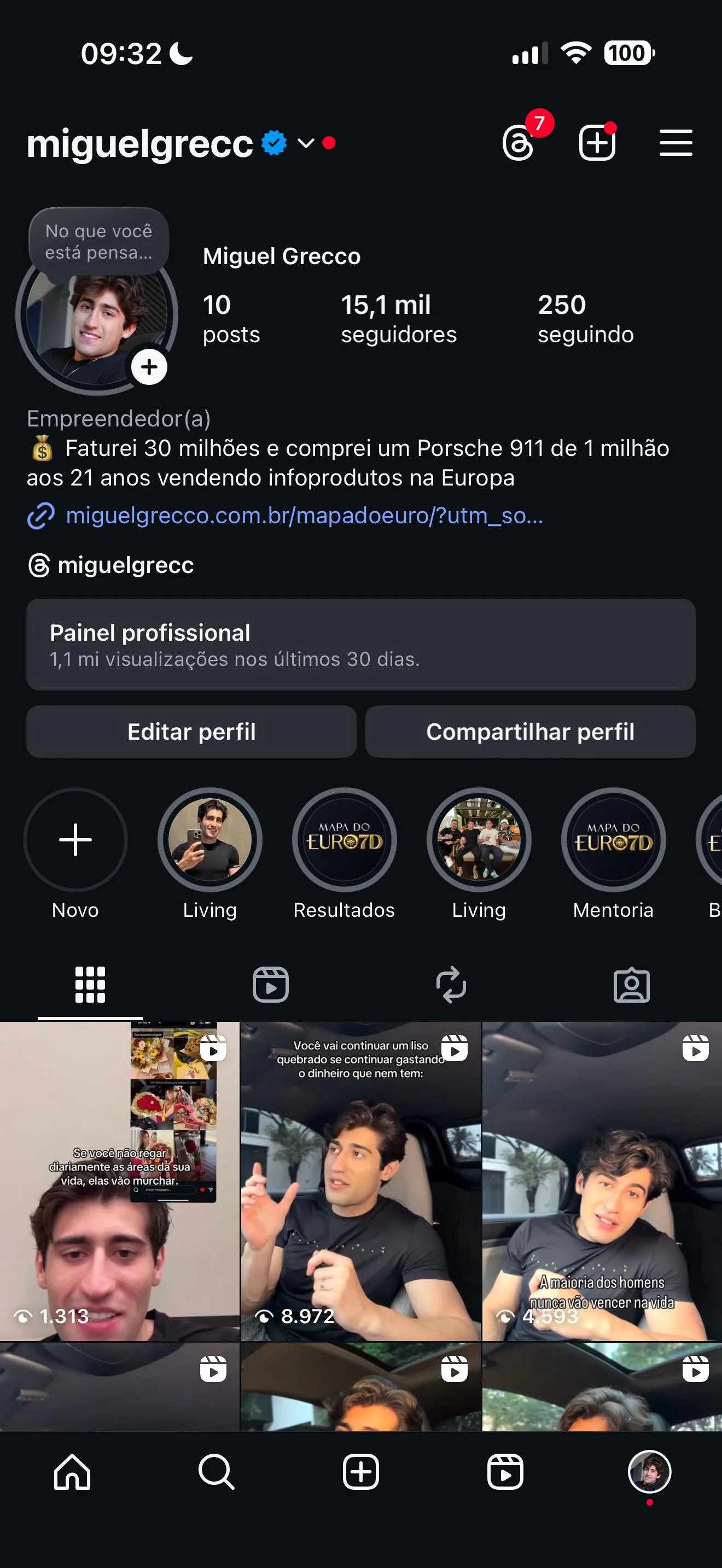 Perfil de Miguel Grecco antes
